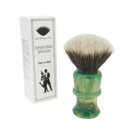 AP Shave Co. - 24mm G5C - Synthetic Shaving Brush - Golden Emerald Green Handle