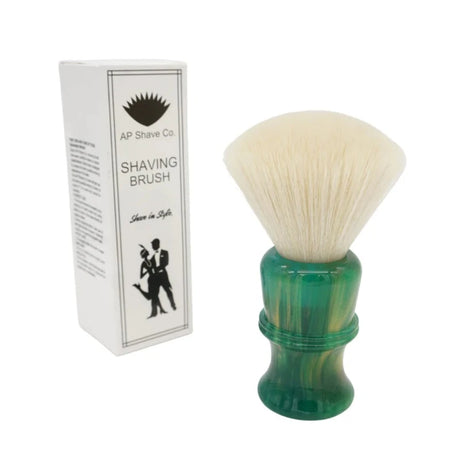 AP Shave Co. - 26mm Cashmere Fan - Synthetic Shaving Brush - Golden Emerald Green Handle