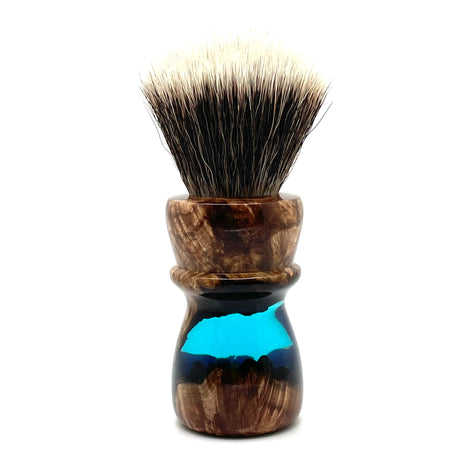 Maritime Brush Co. - Abyss 24mm Spalted Maple Burl and Resin - Premium M5C Fan Synthetic (SHD) Knot