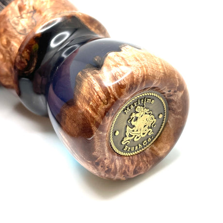 Maritime Brush Co. - Abyss 24mm Spalted Maple Burl and Resin - Premium M5C Fan Synthetic (SHD) Knot