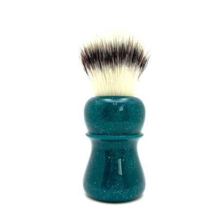 AKA Brushworx - Green Glisten - 26 mm Synthetic AK47 Fan Knot - Resin Handle Shaving Brush