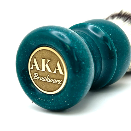 AKA Brushworx - Green Glisten - 26 mm Synthetic AK47 Fan Knot - Resin Handle Shaving Brush