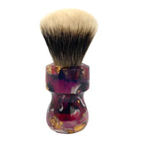 AKA Brushworx - 2 Band Manchurian Badger Doughman Fan Knot - 26mm - Magenta Magma Resin Handle