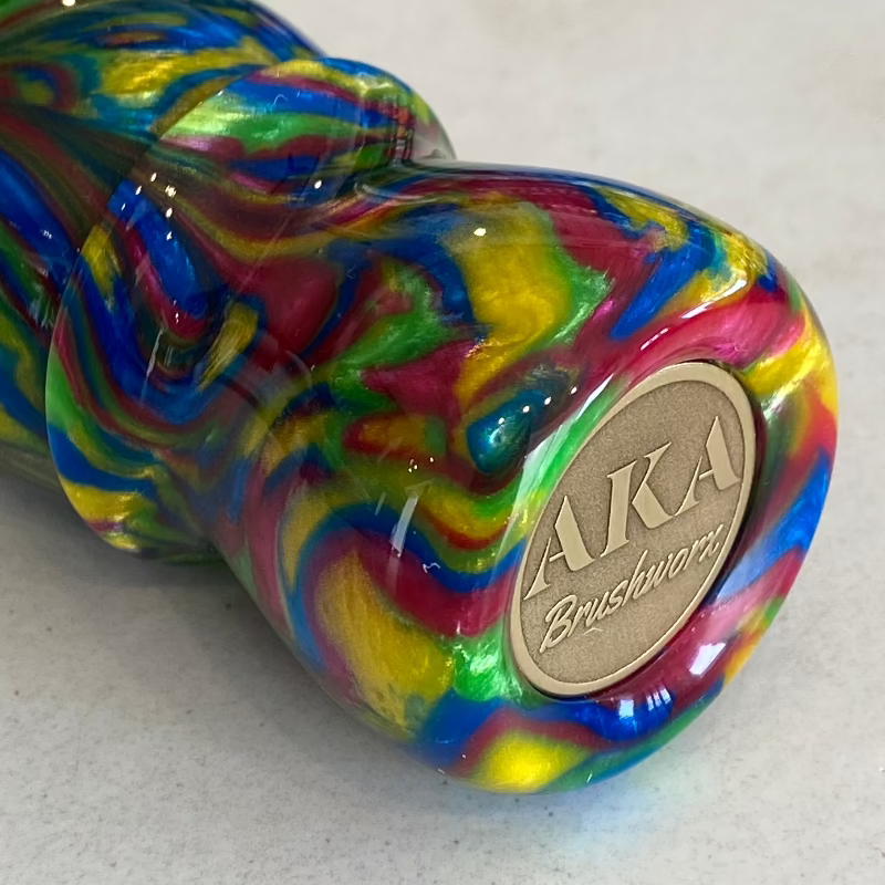 AKA Brushworx - Rainbow Swirl - 26mm Synthetic AK47 Bulb Knot - Resin Handle