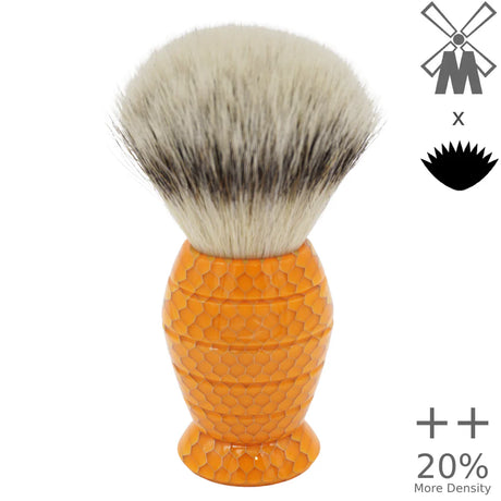 AP Shave Co. - 25 mm Mühle STF Xlarge Dense++ Original Fiber - Honey Hive Butterscotch Handle - Synthetic Shaving Brush