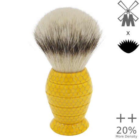 AP Shave Co. - 25 mm Mühle STF Xlarge Dense++ Original Fiber - Honey Hive Yellow Handle - Synthetic Shaving Brush