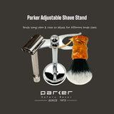 Parker - Adjustable Deluxe Chrome Razor & Brush Shave Stand