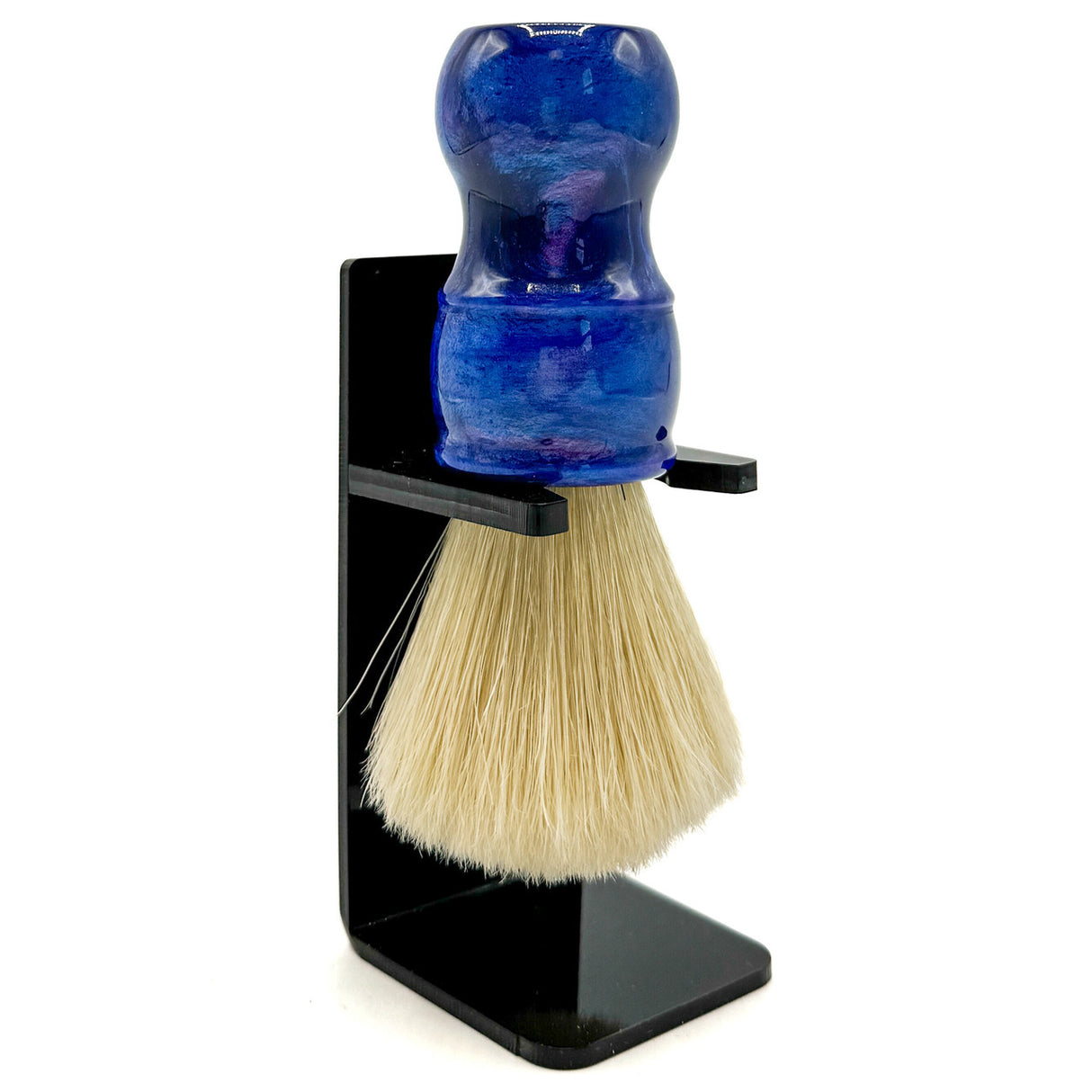 Parker - Deluxe Iridescent Blue Handle Boar Shaving Brush & Stand