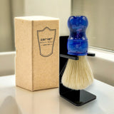 Parker - Deluxe Iridescent Blue Handle Boar Shaving Brush & Stand