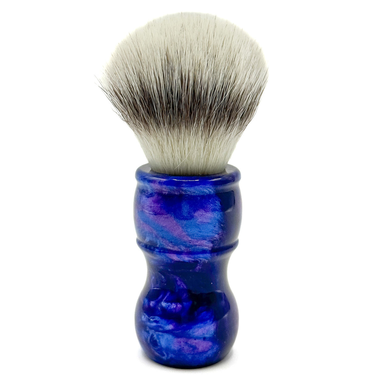 Parker - Deluxe Iridescent Blue Handle Synthetic Shaving Brush & Stand