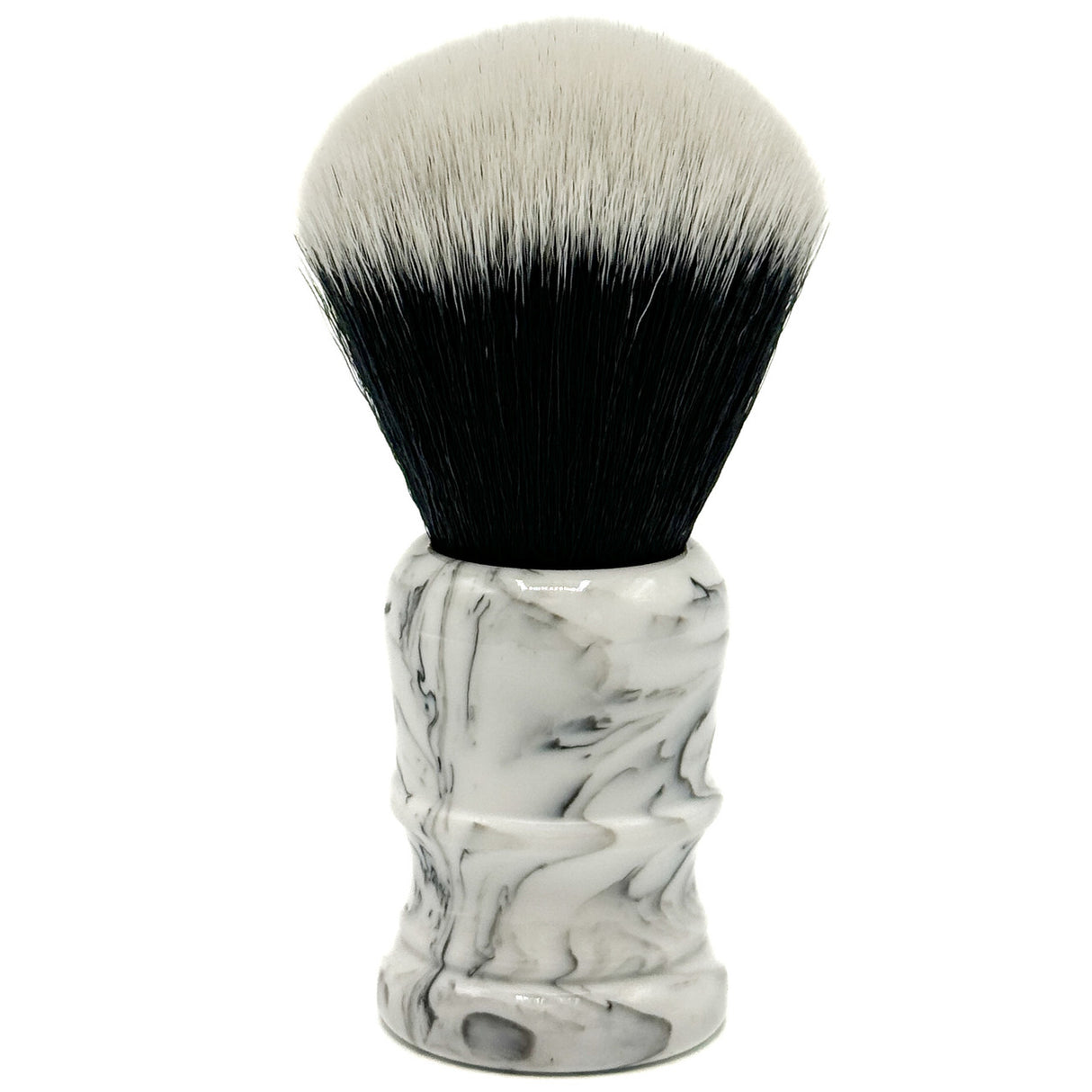 Parker - Marbled White & Black Tuxedo Knot Synthetic Shaving Brush & Stand