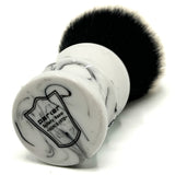 Parker - Marbled White & Black Tuxedo Knot Synthetic Shaving Brush & Stand