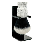 Parker - Marbled White & Black Tuxedo Knot Synthetic Shaving Brush & Stand