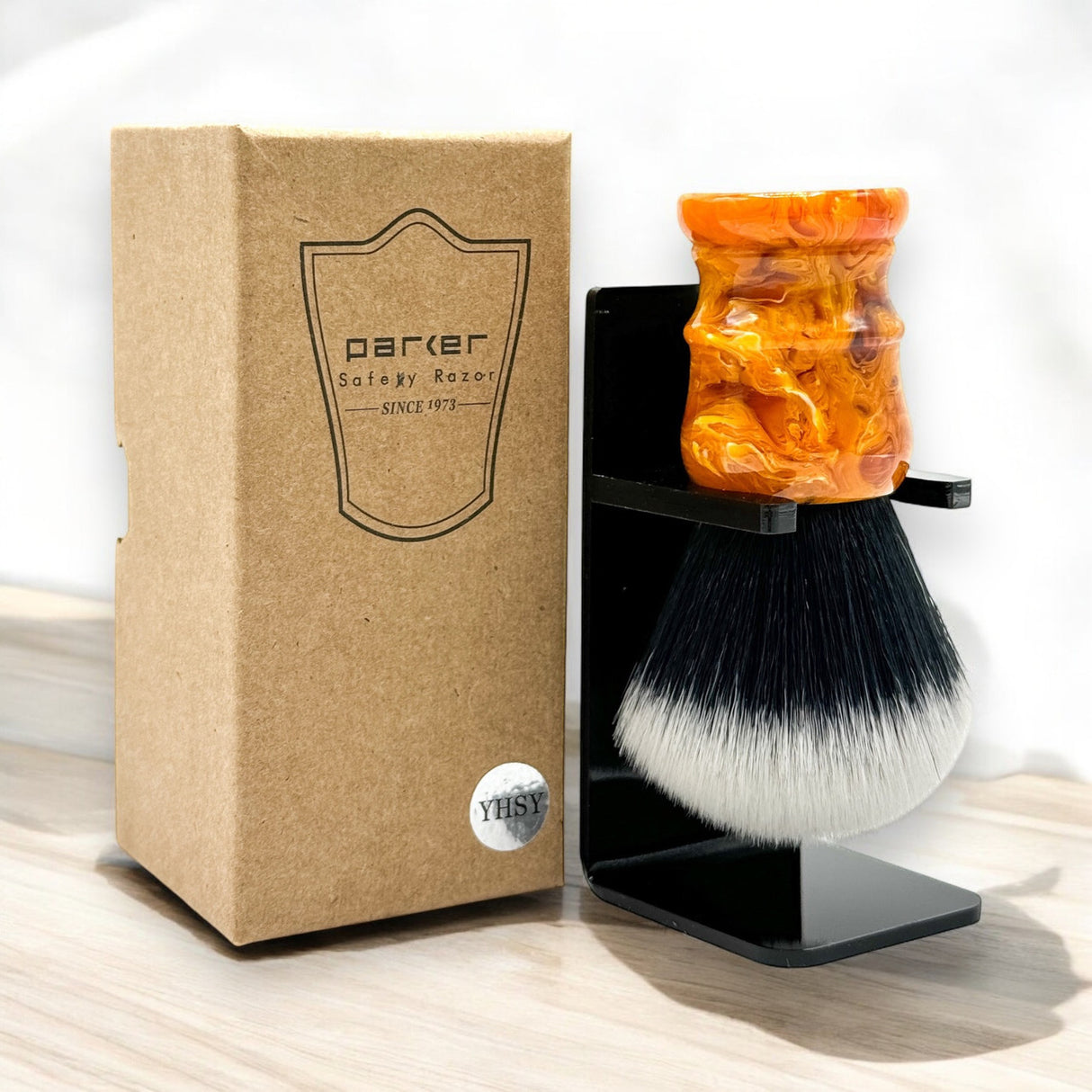 Parker - Solar Storm Tuxedo Knot Synthetic Shaving Brush & Stand