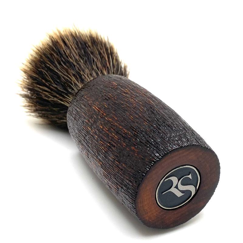 Ritual Shaving - Brown Maple Barrel w/ Scratch Rustication - 26mm Synthetic G5C Knot