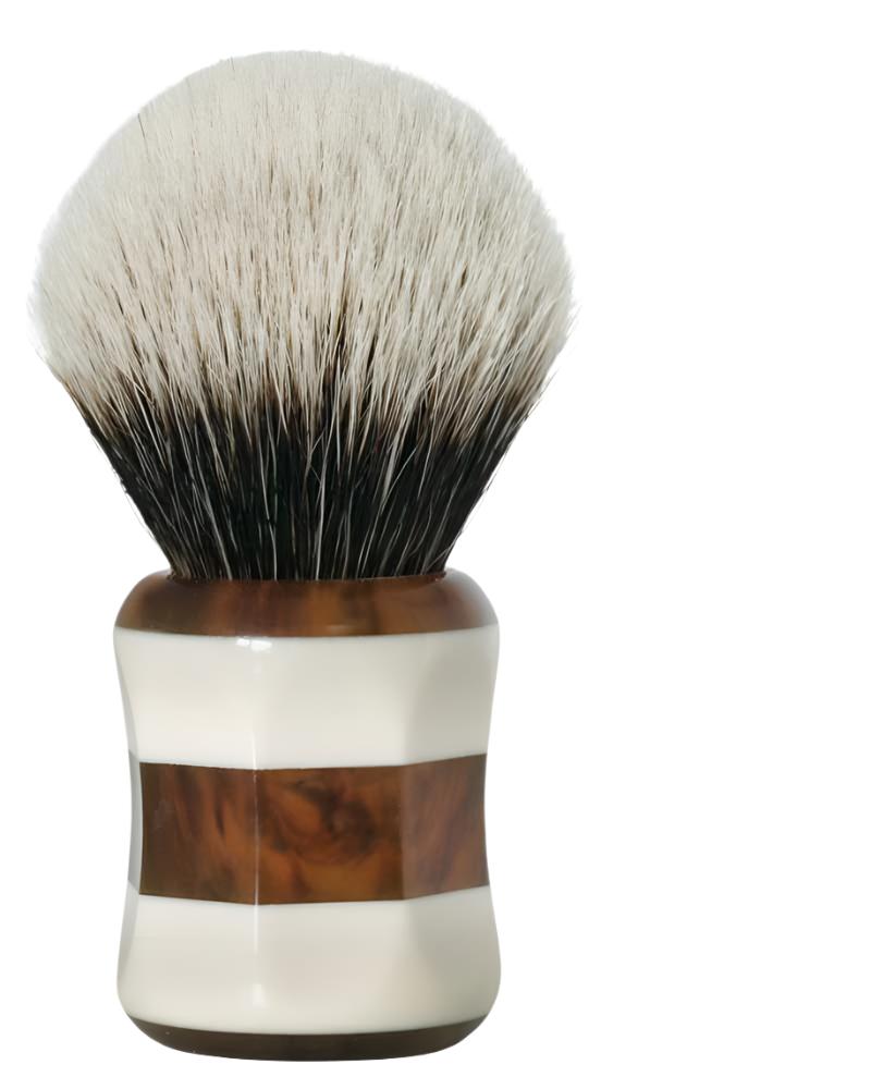 Shavemac - 24mm Silvertip 2 Band Bulb Badger Shaving Brush - Ivory/Tortoise Handle