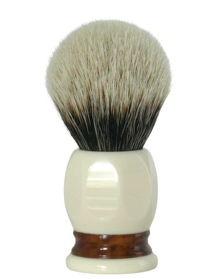 Shavemac - 24mm Silvertip Bulb - 2 Band Badger Shaving Brush - Ivory/Tortoise Handle