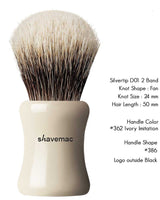 Shavemac - 24mm Silvertip Fan D01 - 2 Band Badger Shaving Brush - Ivory Handle