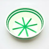 TRC Unbreakable Lather Bowl White with Kelly Green Stripes