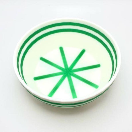 TRC Unbreakable Lather Bowl White with Kelly Green Stripes