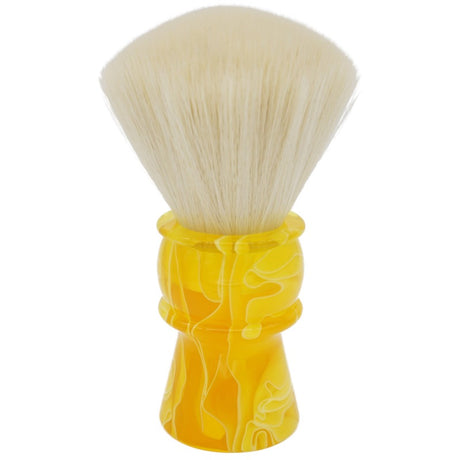 Shave Co. - 30mm Cashmere Fan - Synthetic Shaving Brush - Semi-Transparent Yellow Handle