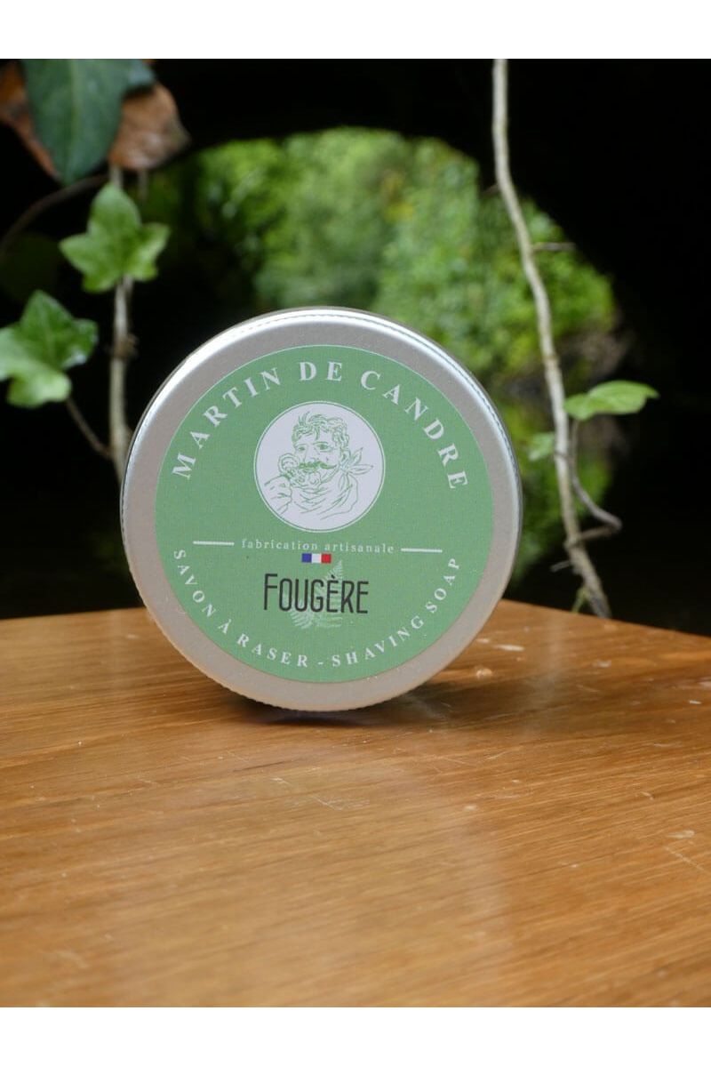 Martin de Candre Fougère Shaving Soap 200g (Fern) - Artisan Soap & 100% Vegan  Description Martin de Candre LIMITED EDITION Fougère Shaving Soap Le Savon à raser en Edition Limitée Fougère - Limited Edition Fougere Shaving Soap by Martin de Candre of France. This premium, luxury, handmade soap has added cologne made from twelve essential 