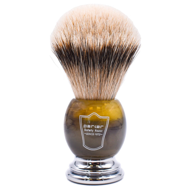 https://www.therazorcompany.com/cdn/shop/products/Parker-Faux-Horn-Handle-Silvertip-Badger-Shaving-Brush-and-Stand-1_grande.jpg?v=1674577084