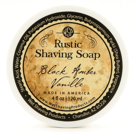 Wet Shaving Products - Black Amber Vanille - Rustic Shaving Soap - 4 Fl oz