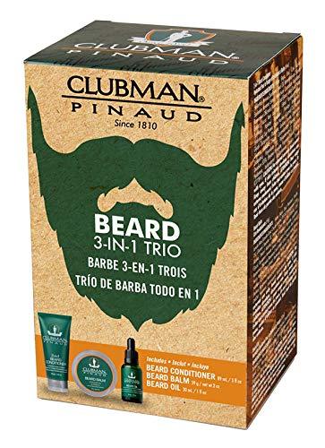 LUBMAN Beard Grooming Trio - Best of Clubman Clubman's best selling beard products in one gift package, with four color gift box included. Redefining the way beard grooming should be!  - 2-in-1 Beard Conditioner: combines facial moisturizer and beard conditioner - Beard Balm: controls beard without stiff paste or heavy wax - Beard Oil: soothes dry skin, provides light shine and moisture