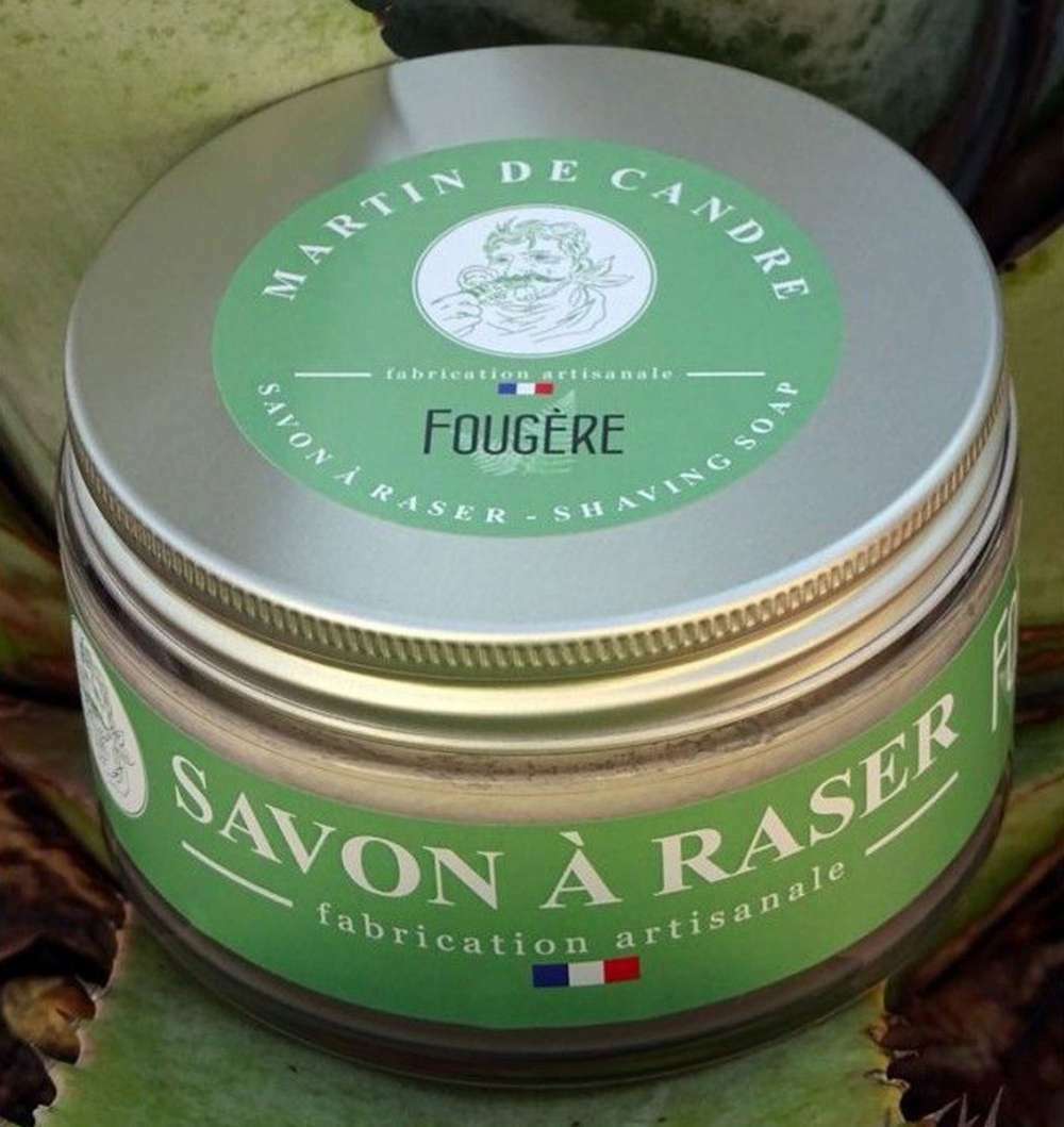 Martin de Candre Fougère Shaving Soap 200g (Fern) - Artisan Soap & 100% Vegan  Description Martin de Candre LIMITED EDITION Fougère Shaving Soap Le Savon à raser en Edition Limitée Fougère - Limited Edition Fougere Shaving Soap by Martin de Candre of France. This premium, luxury, handmade soap has added cologne made from twelve essential oils. 